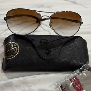 Ray-Ban Silver Frame Sunglasses with Brown Gradient Lenses